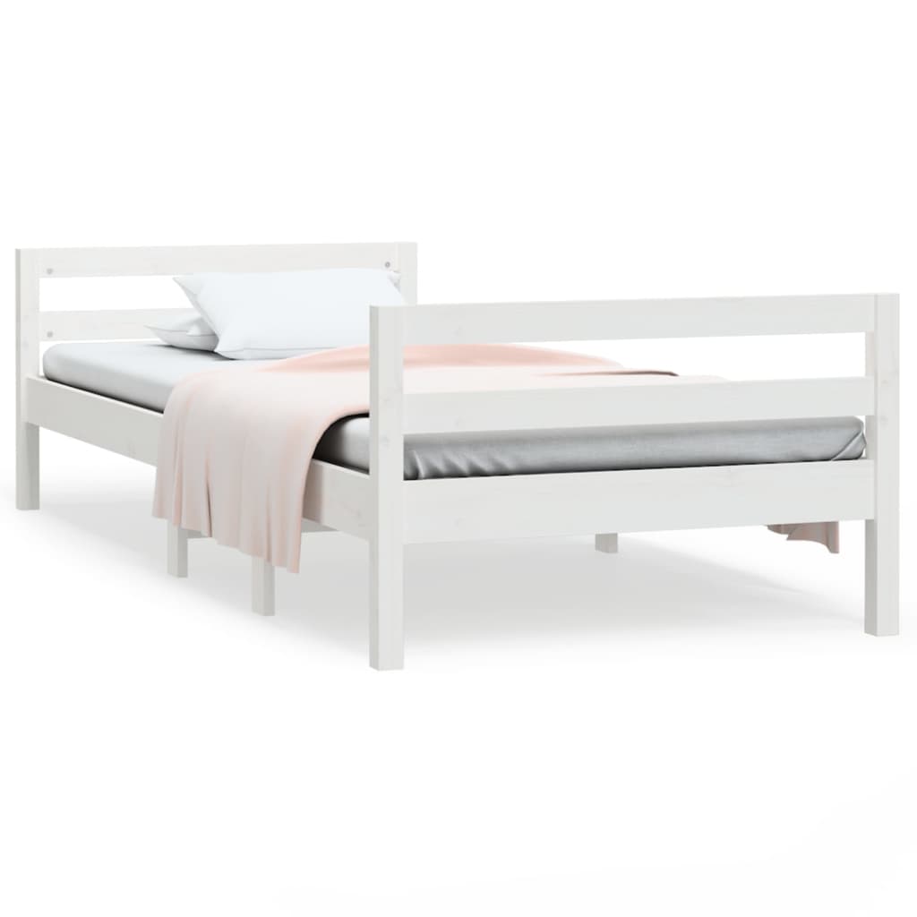 Solid wood bed white 90x200 cm pine