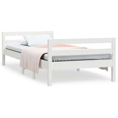 Solid wood bed white 90x200 cm pine