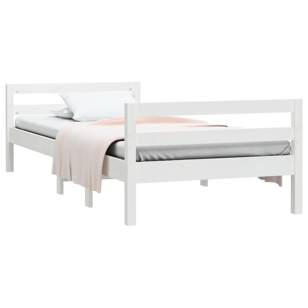 Solid wood bed white 90x200 cm pine