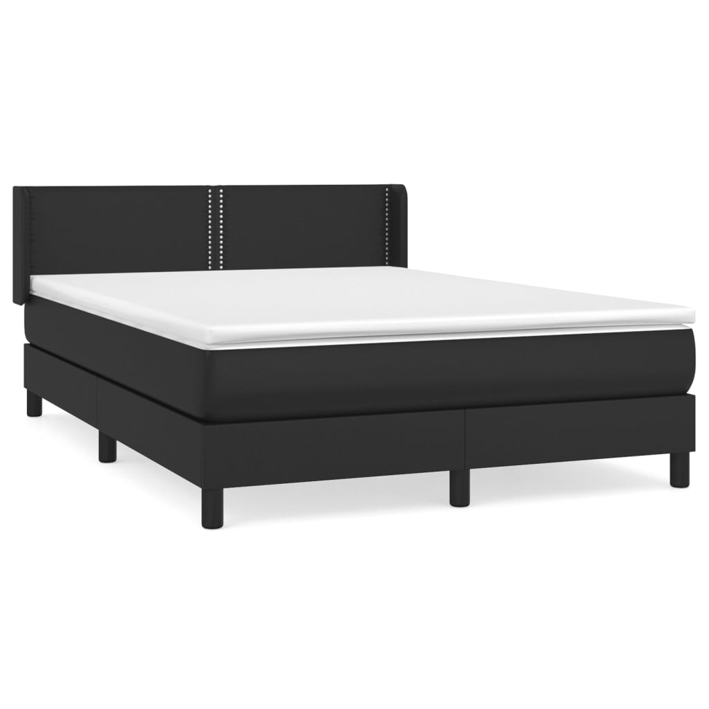 Box spring bed with mattress black 140x200 cm artificial leather
