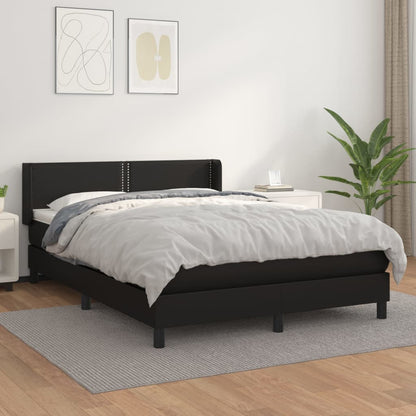 Box spring bed with mattress black 140x200 cm artificial leather