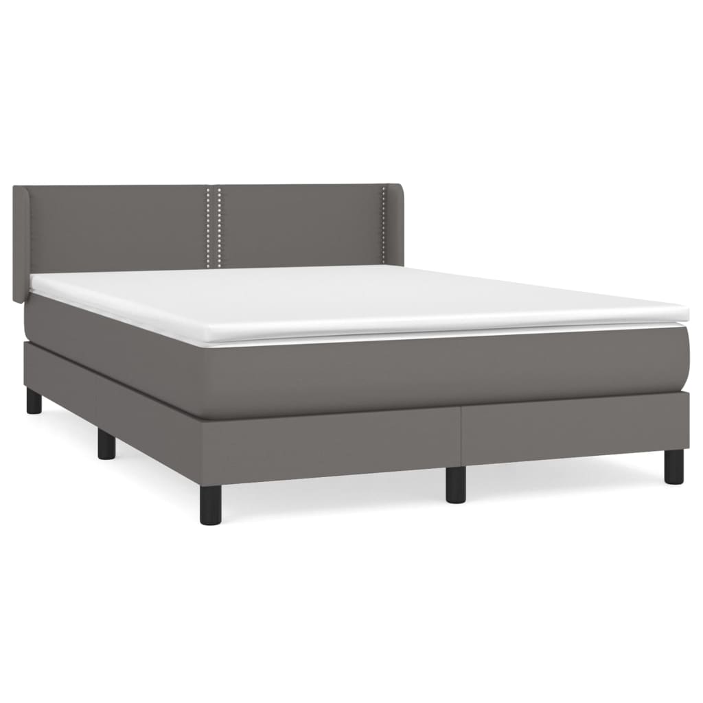 Box spring bed with mattress grey 140x200 cm artificial leather