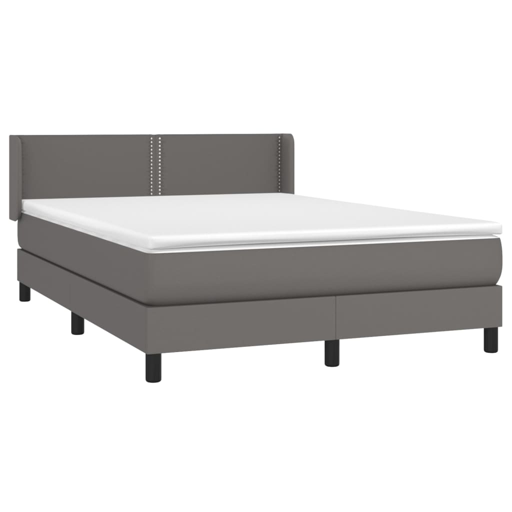Box spring bed with mattress grey 140x200 cm artificial leather