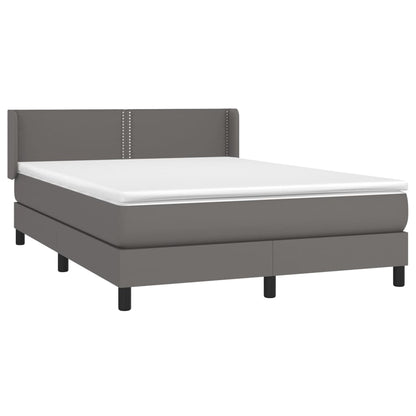 Box spring bed with mattress grey 140x200 cm artificial leather