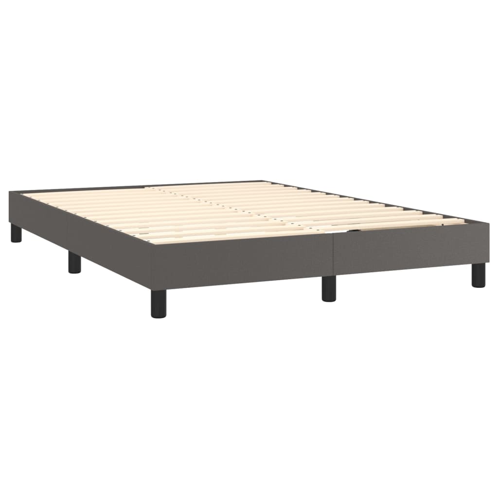 Box spring bed with mattress grey 140x200 cm artificial leather