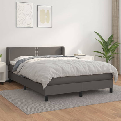 Box spring bed with mattress grey 140x200 cm artificial leather