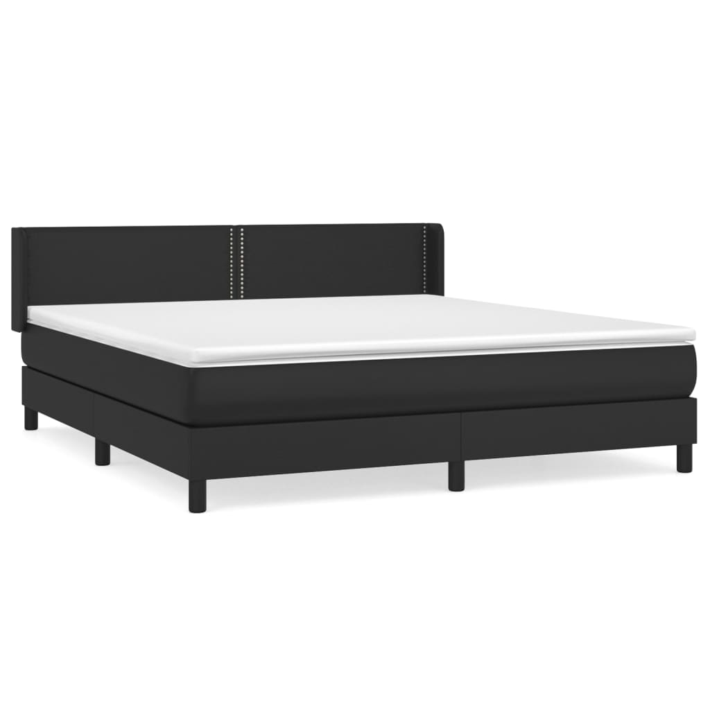 Box spring bed with mattress black 160x200 cm artificial leather