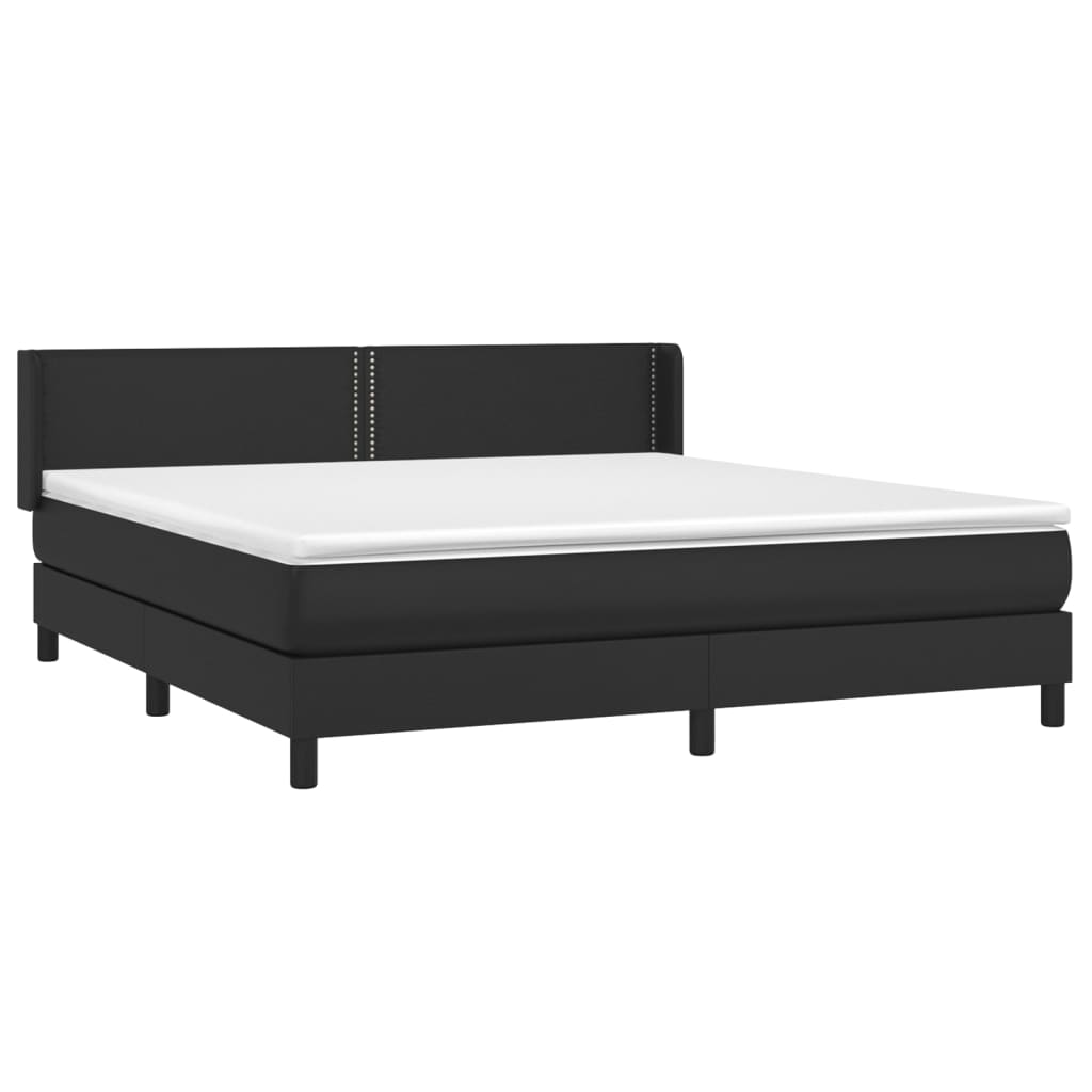 Box spring bed with mattress black 160x200 cm artificial leather