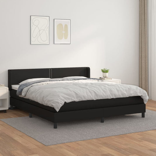 Box spring bed with mattress black 160x200 cm artificial leather