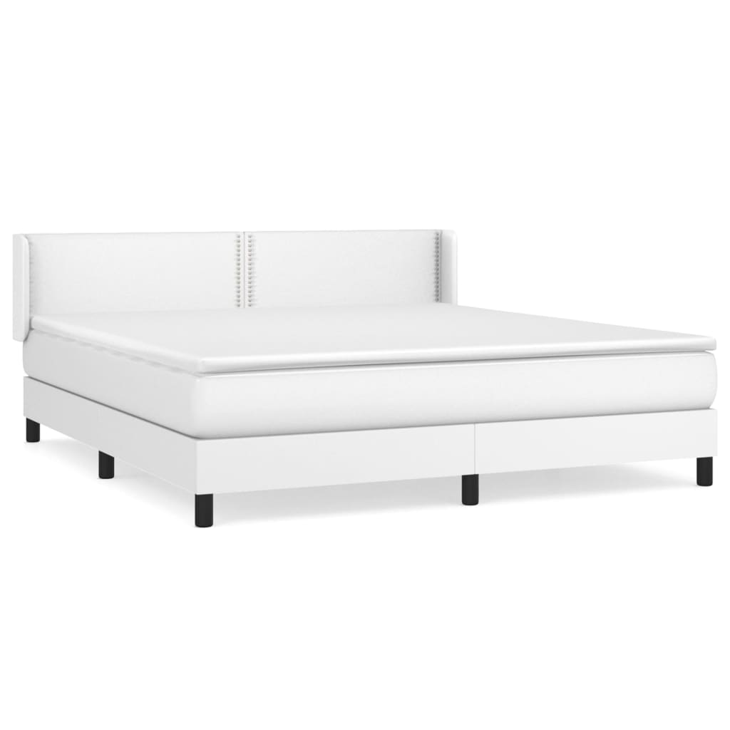 Box spring bed with mattress white 160x200 cm artificial leather