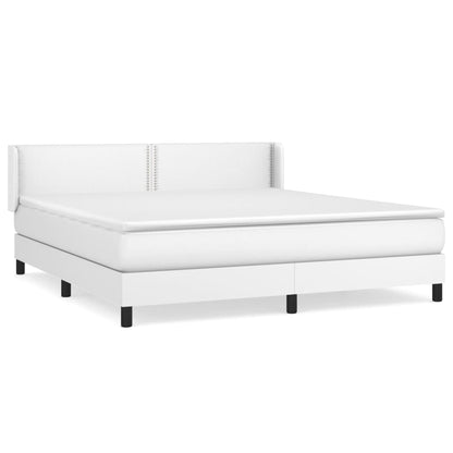 Box spring bed with mattress white 160x200 cm artificial leather