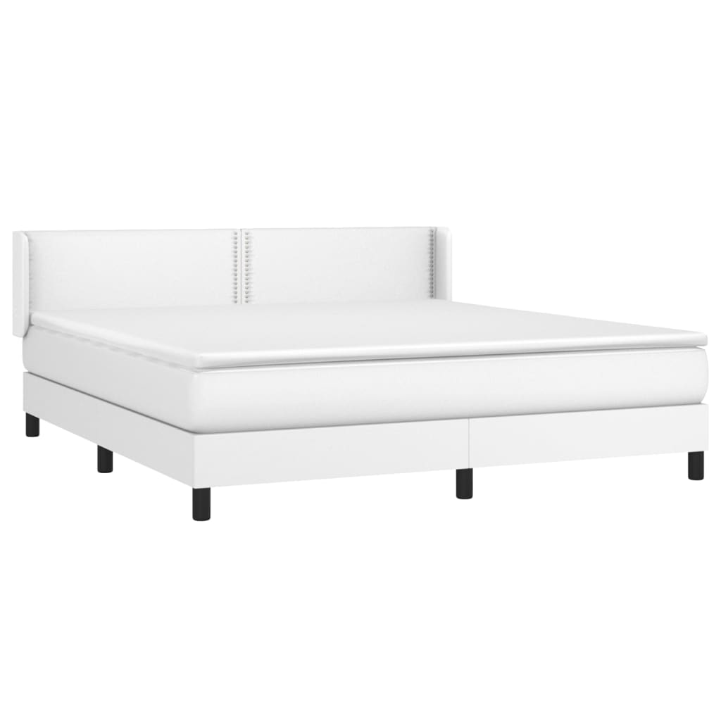 Box spring bed with mattress white 160x200 cm artificial leather