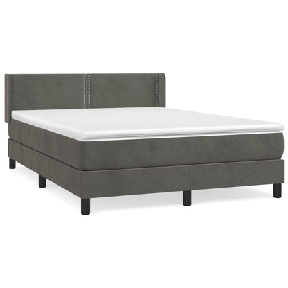 Box spring bed with mattress dark grey 140x200 cm velvet