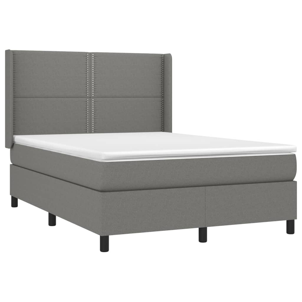 Box spring bed with mattress dark grey 140x200 cm fabric