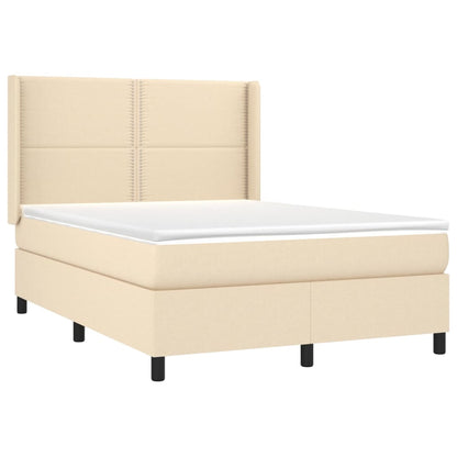 Box spring krevet s krem ​​madracem 140x200 cm štofa