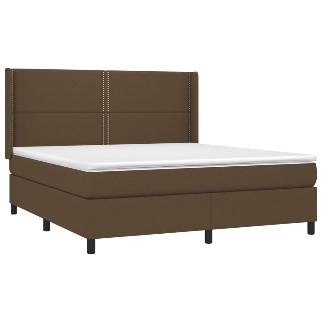 Box spring bed with mattress dark brown 180x200 cm fabric