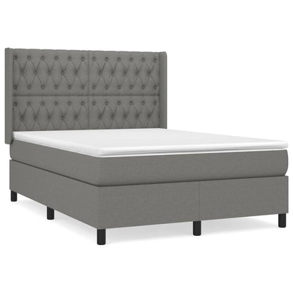 Box spring bed with mattress dark grey 140x200 cm fabric