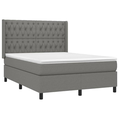Box spring bed with mattress dark grey 140x200 cm fabric