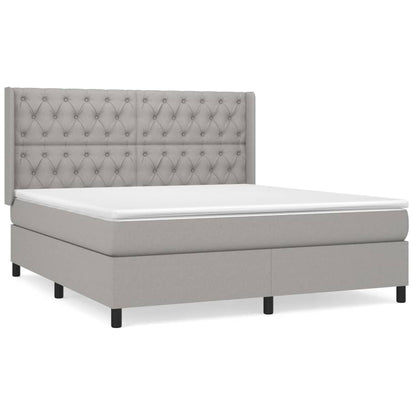 Box spring bed with mattress light grey 160x200 cm fabric