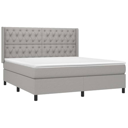 Box spring bed with mattress light grey 160x200 cm fabric