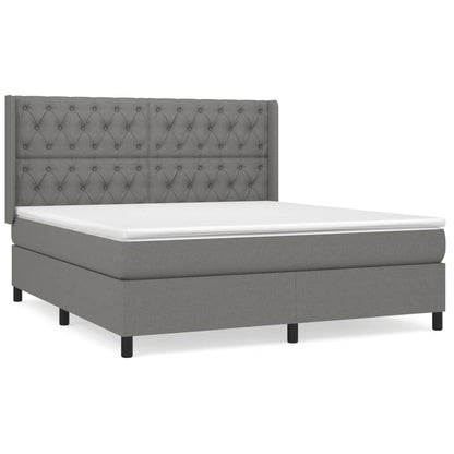 Box spring bed with mattress dark grey 160x200 cm fabric