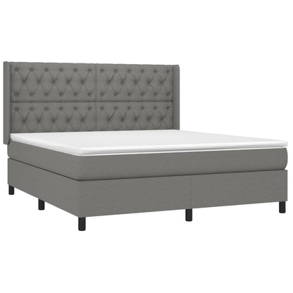 Box spring bed with mattress dark grey 160x200 cm fabric