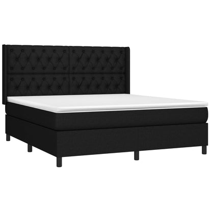 Box spring bed with mattress black 160x200 cm fabric