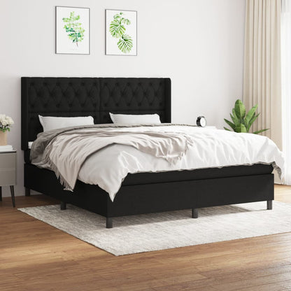 Box spring bed with mattress black 160x200 cm fabric