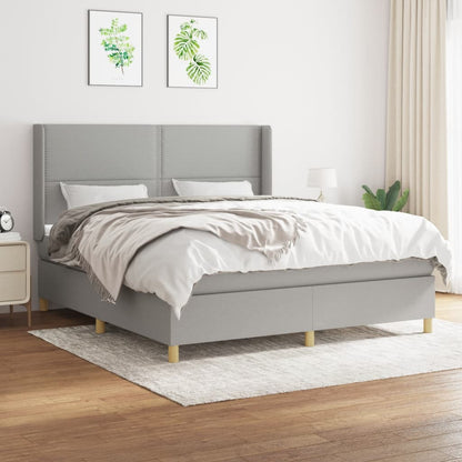 Box spring bed with mattress light grey 160x200 cm fabric