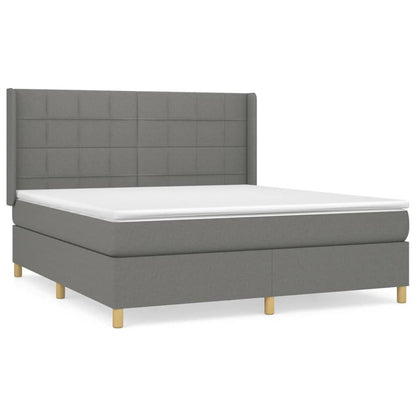 Box spring bed with mattress dark grey 160x200 cm fabric