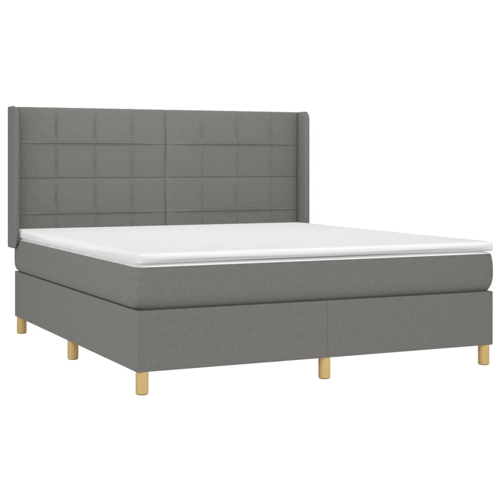 Box spring bed with mattress dark grey 160x200 cm fabric