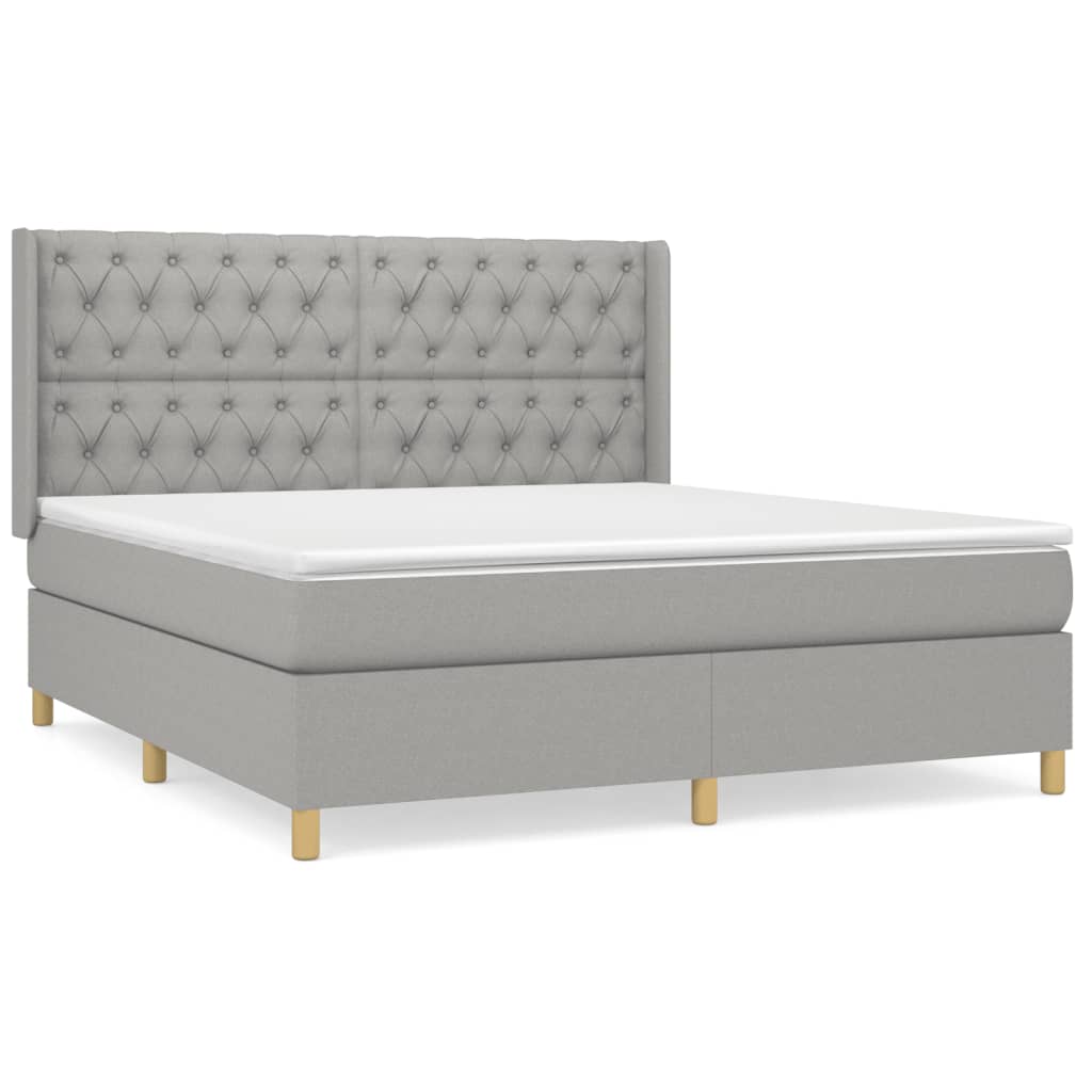 Boxspringbett mit Matratze Hellgrau 160x200 cm Stoff