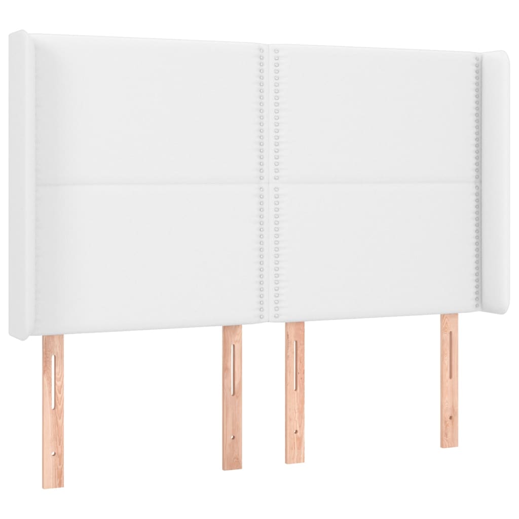 Box spring bed with mattress &amp; LED white 140x200 cm artificial leather