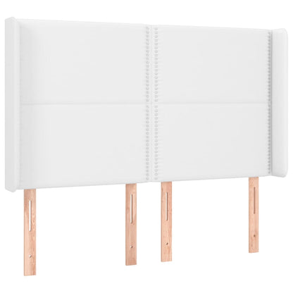 Box spring bed with mattress &amp; LED white 140x200 cm artificial leather