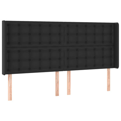 Box spring bed with mattress &amp; LED black 200x200 cm artificial leather