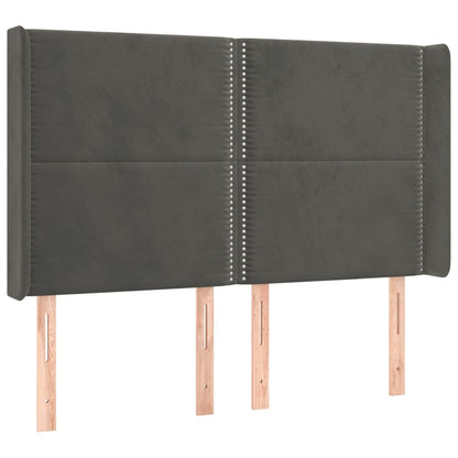 Box spring bed with mattress &amp; LED dark grey 140x200 cm velvet