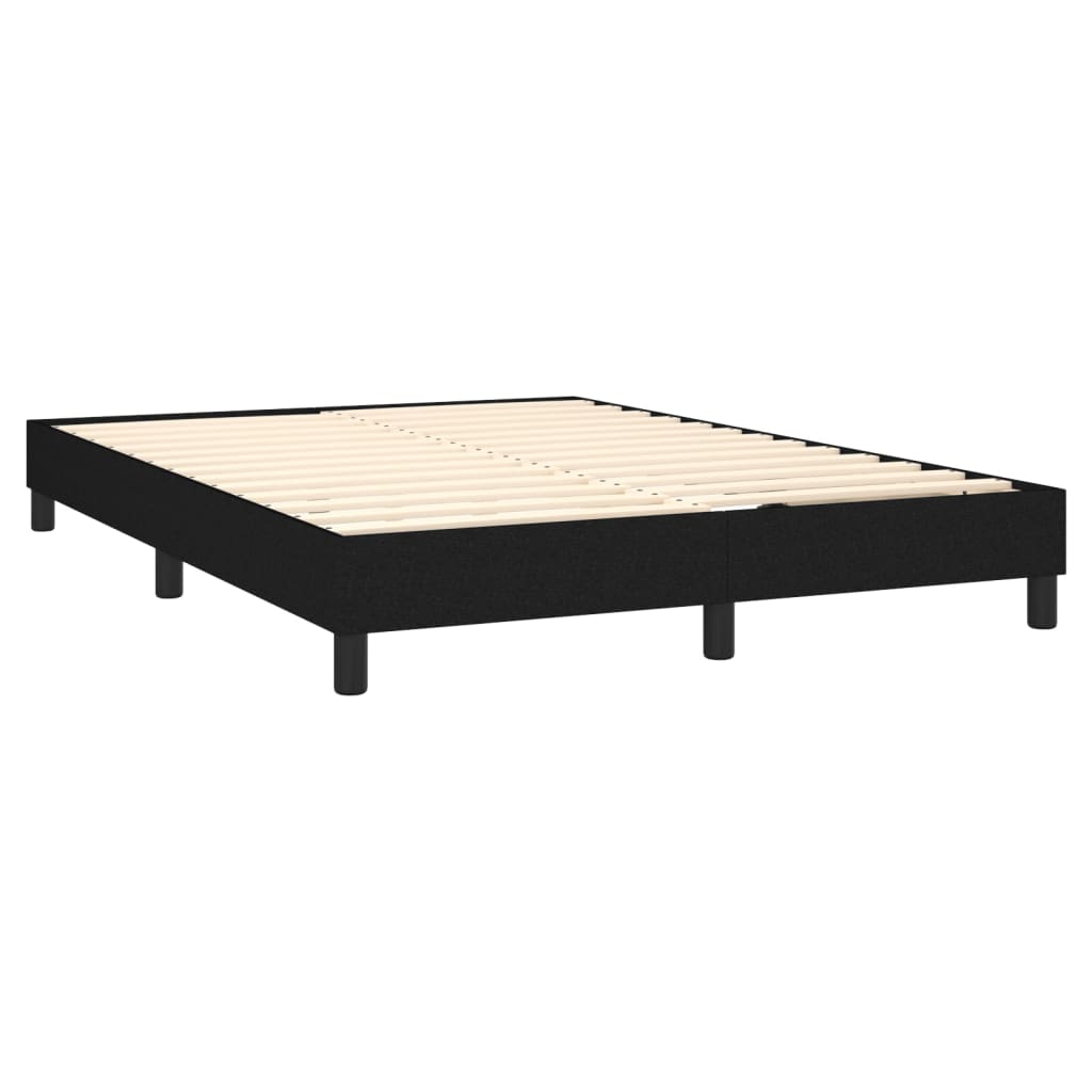 Box spring bed with mattress &amp; LED black 140x200 cm fabric
