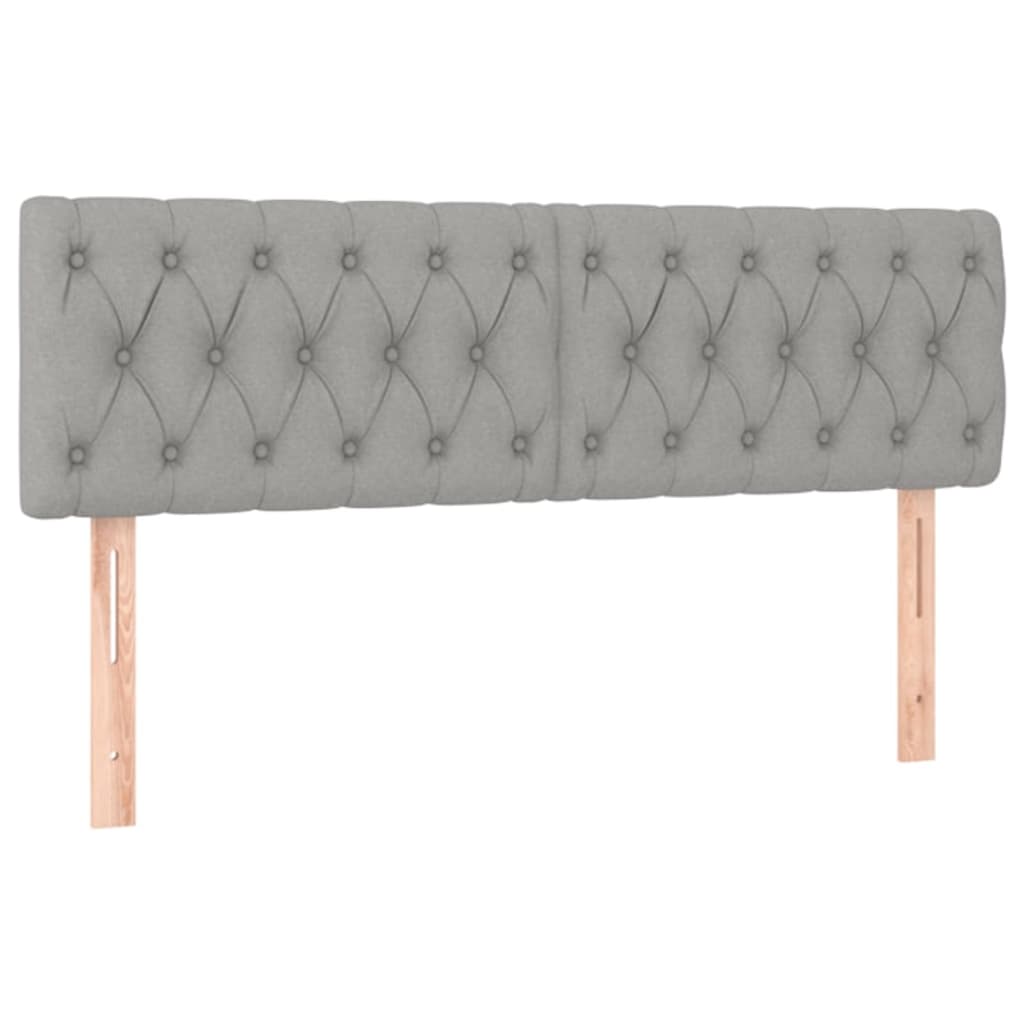 Box spring bed with mattress &amp; LED light grey 140x200 cm fabric