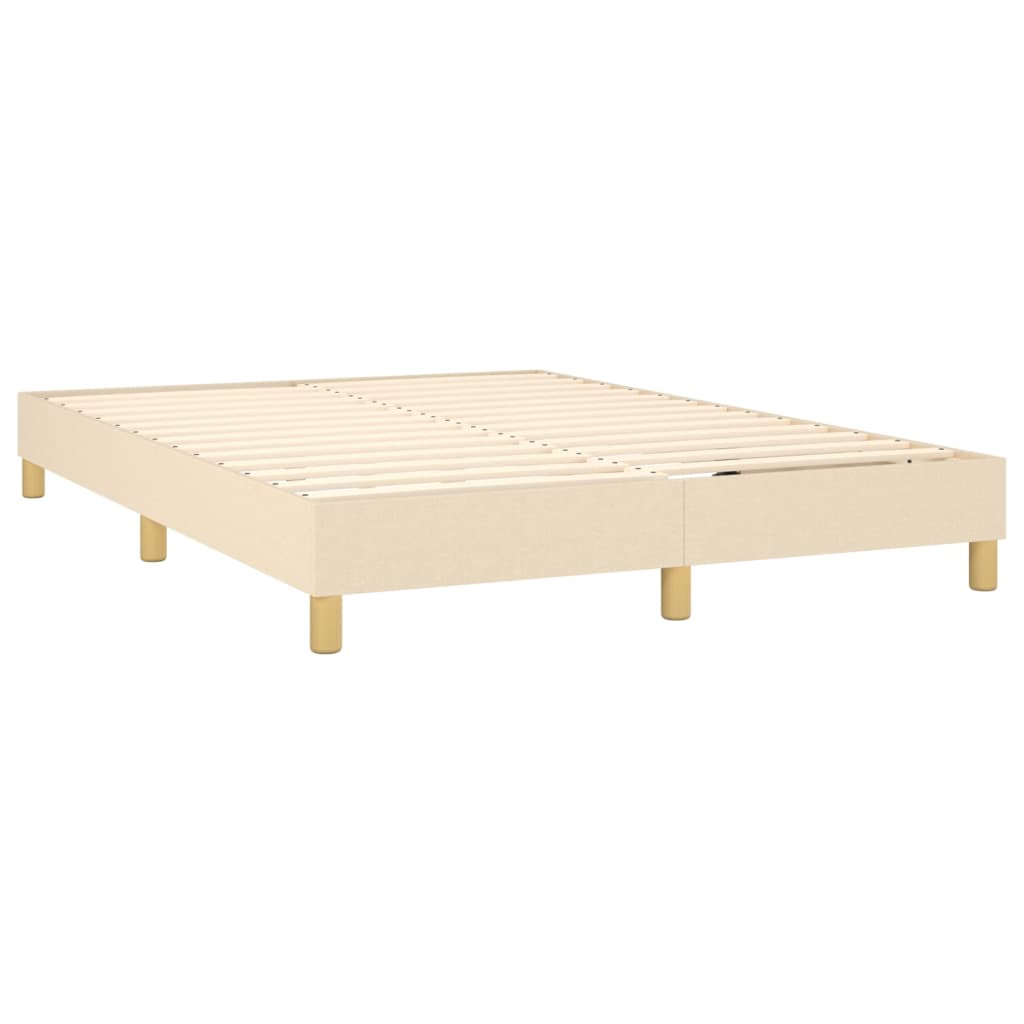 Box spring bed with mattress &amp; LED cream 140x200 cm fabric