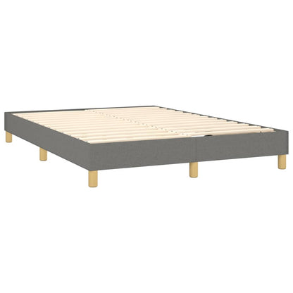 Box spring bed with mattress &amp; LED dark grey 140x200 cm fabric
