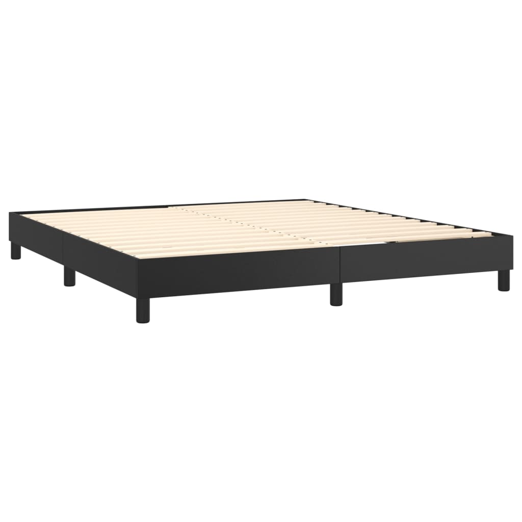 Box spring bed with mattress &amp; LED black 180x200 cm artificial leather