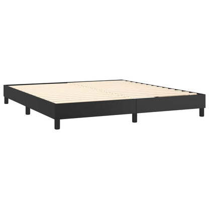 Box spring bed with mattress &amp; LED black 180x200 cm artificial leather