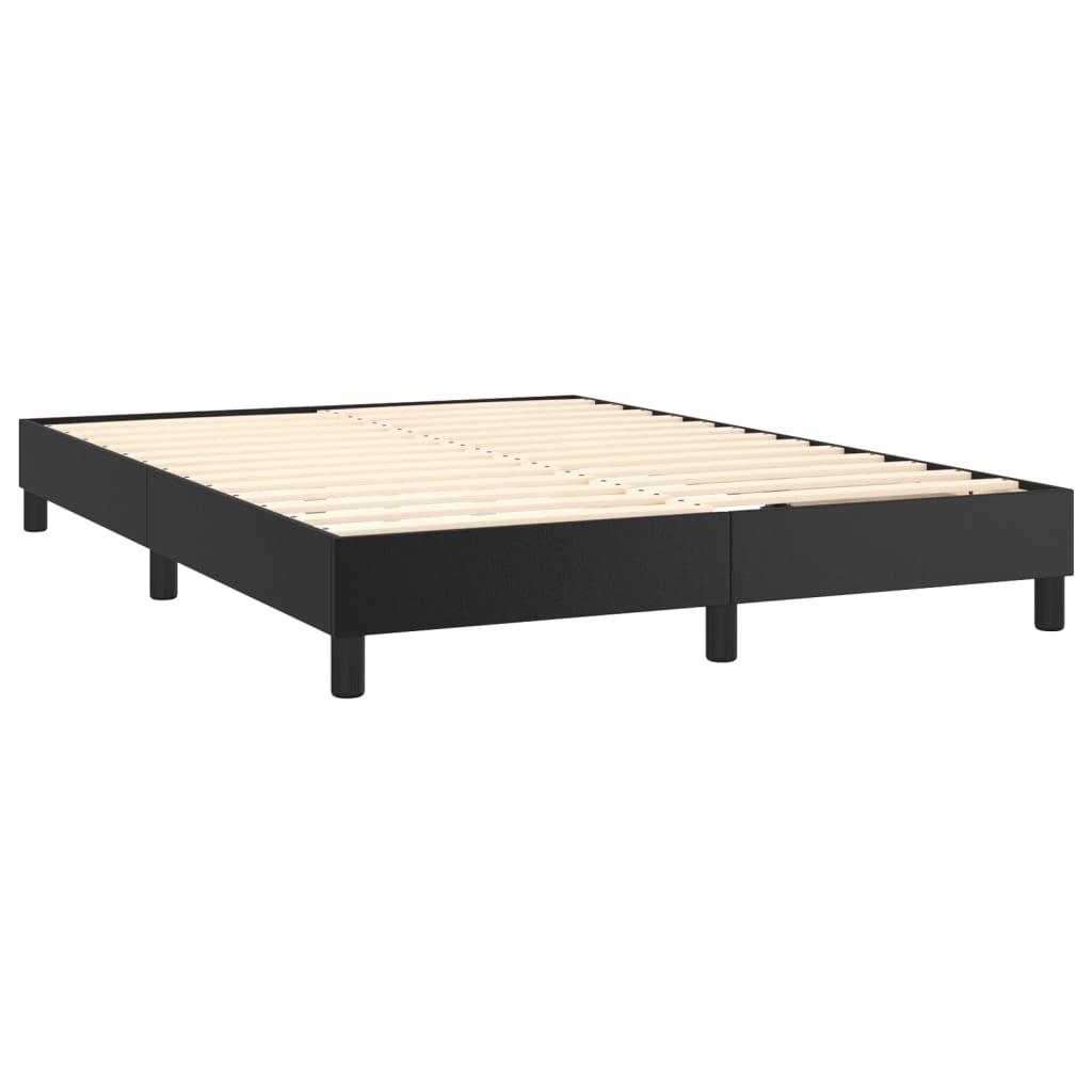 Box spring bed with mattress &amp; LED black 140x200 cm artificial leather