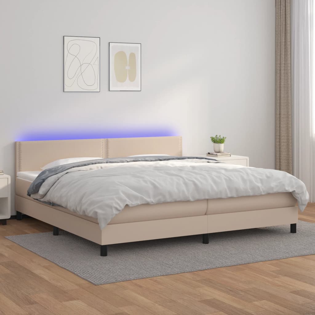 Box spring krevet s madracem i LED cappuccino smeđa 200x200cm