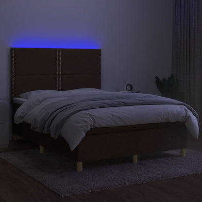 Box spring krevet s madracem i LED tamnosmeđom tkaninom 140x200 cm