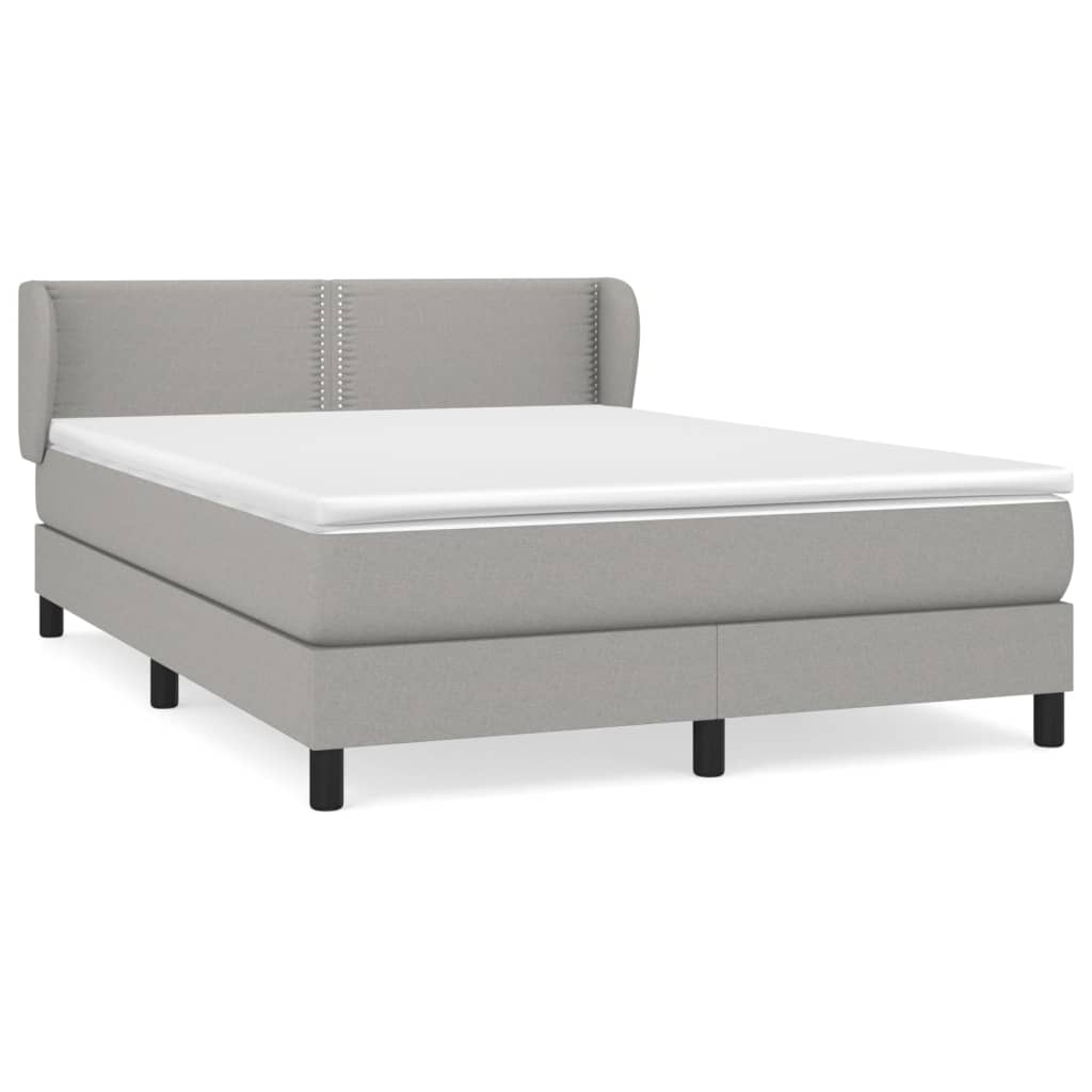 Box spring bed with mattress light grey 140x200 cm fabric