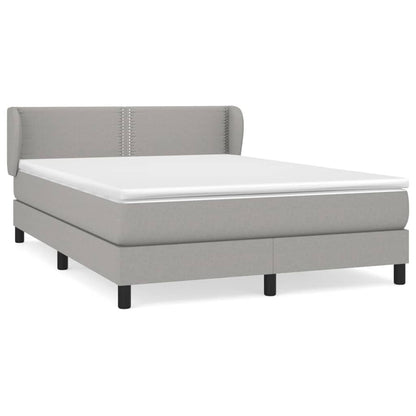 Box spring bed with mattress light grey 140x200 cm fabric