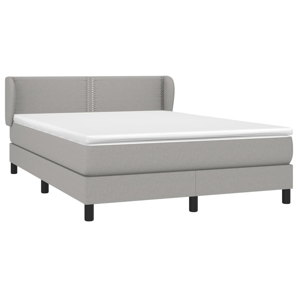 Box spring bed with mattress light grey 140x200 cm fabric