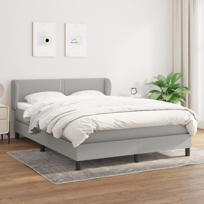 Box spring bed with mattress light grey 140x200 cm fabric