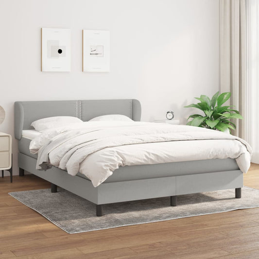 Box spring bed with mattress light grey 140x200 cm fabric